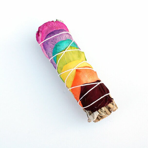 Chakra Sage with Colorful Petals Smudge Bundle