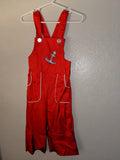1970's red polyester overalls with anchor detail
