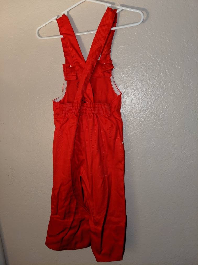 1970's red polyester overalls with anchor detail