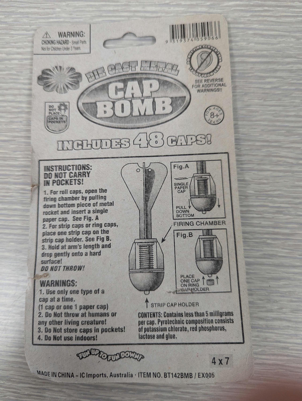 Vintage Die Cast Metal Cap Bomb and Refill