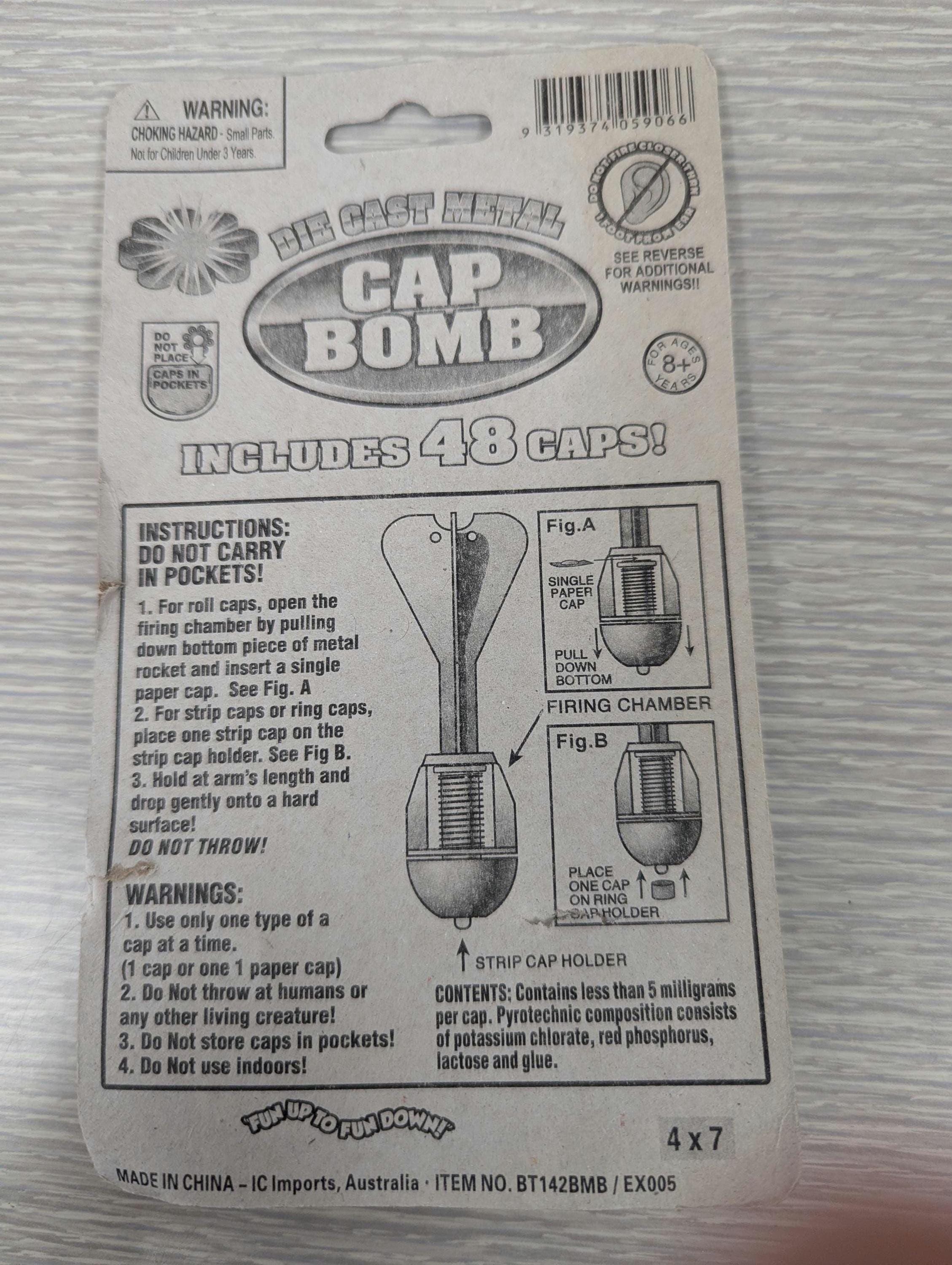 Vintage Die Cast Metal Cap Bomb and Refill